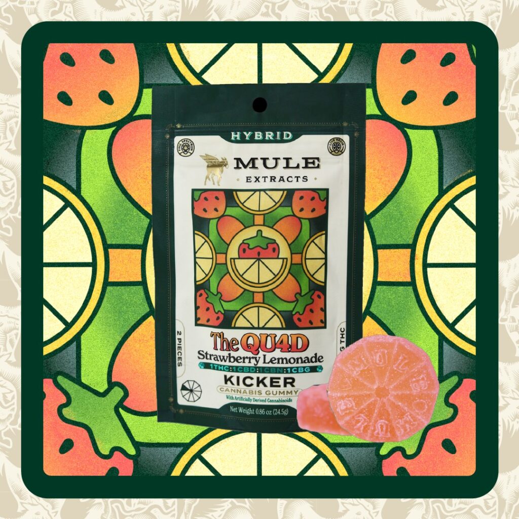 MULE 100MG 1:1:1:1 THC/CBD/CBN/CBG STRAWBERRY LEMONADE GUMMY - HYBRID