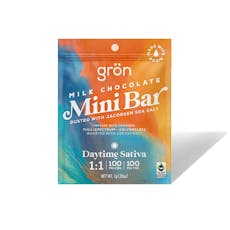 GRON CHOCOLATE | 100MG | GRON 1:1 THC:CBG MINI MILK CHOC BAR - SATIVA