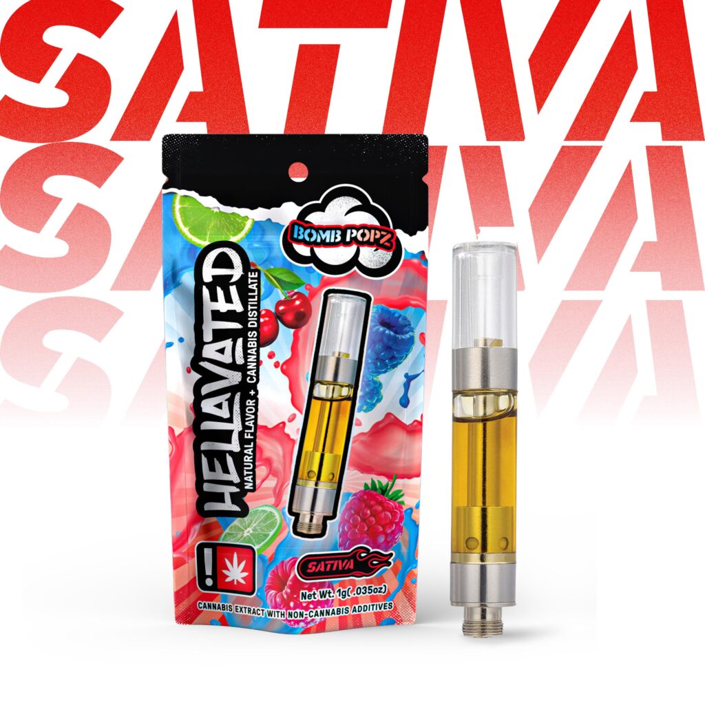 HELLAVATED 1G BOMB POPZ FLAVORED DISTILLATE CARTRIDGE - SATIVA