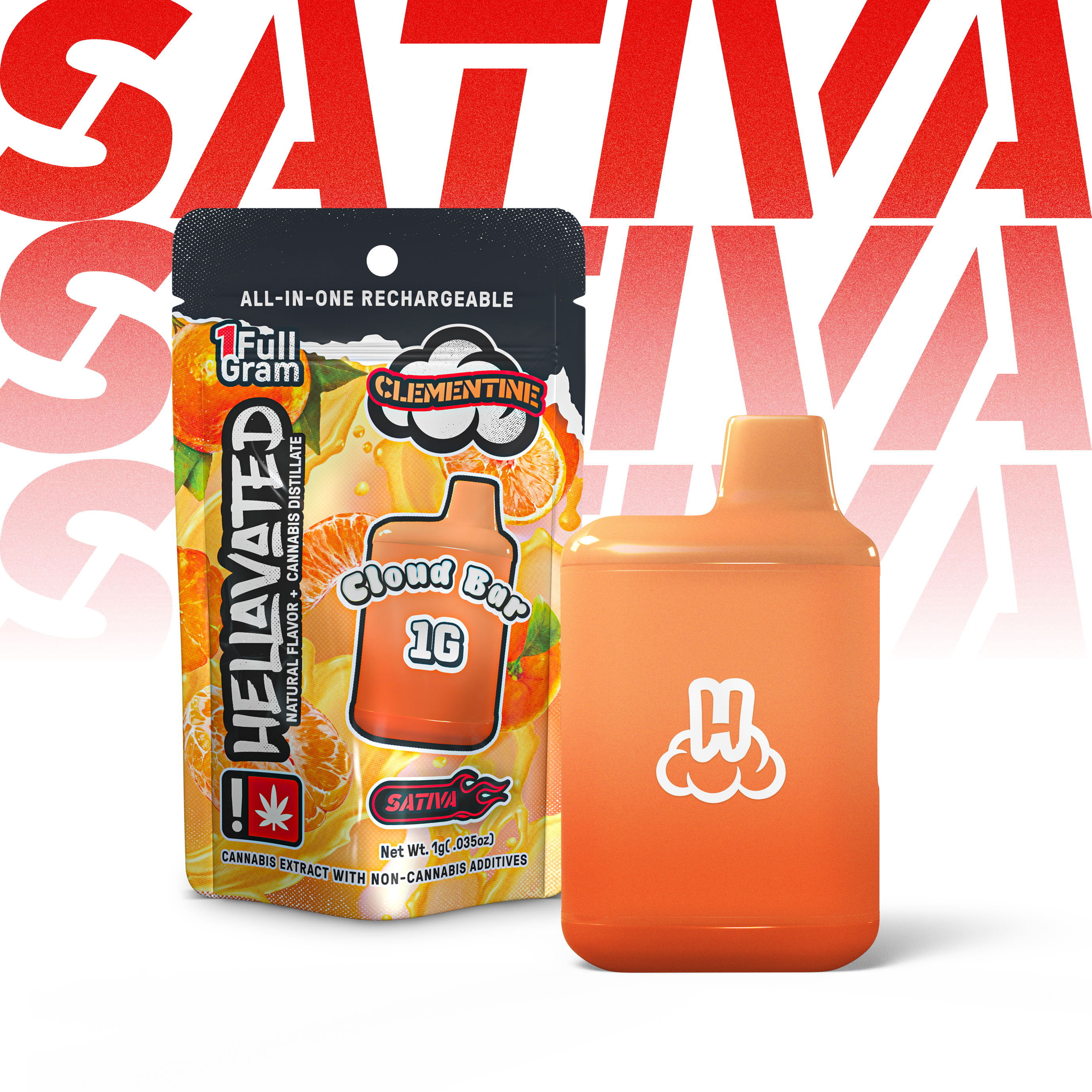 HELLAVATED 1G CLEMENTINE CLOUD BAR - SATIVA