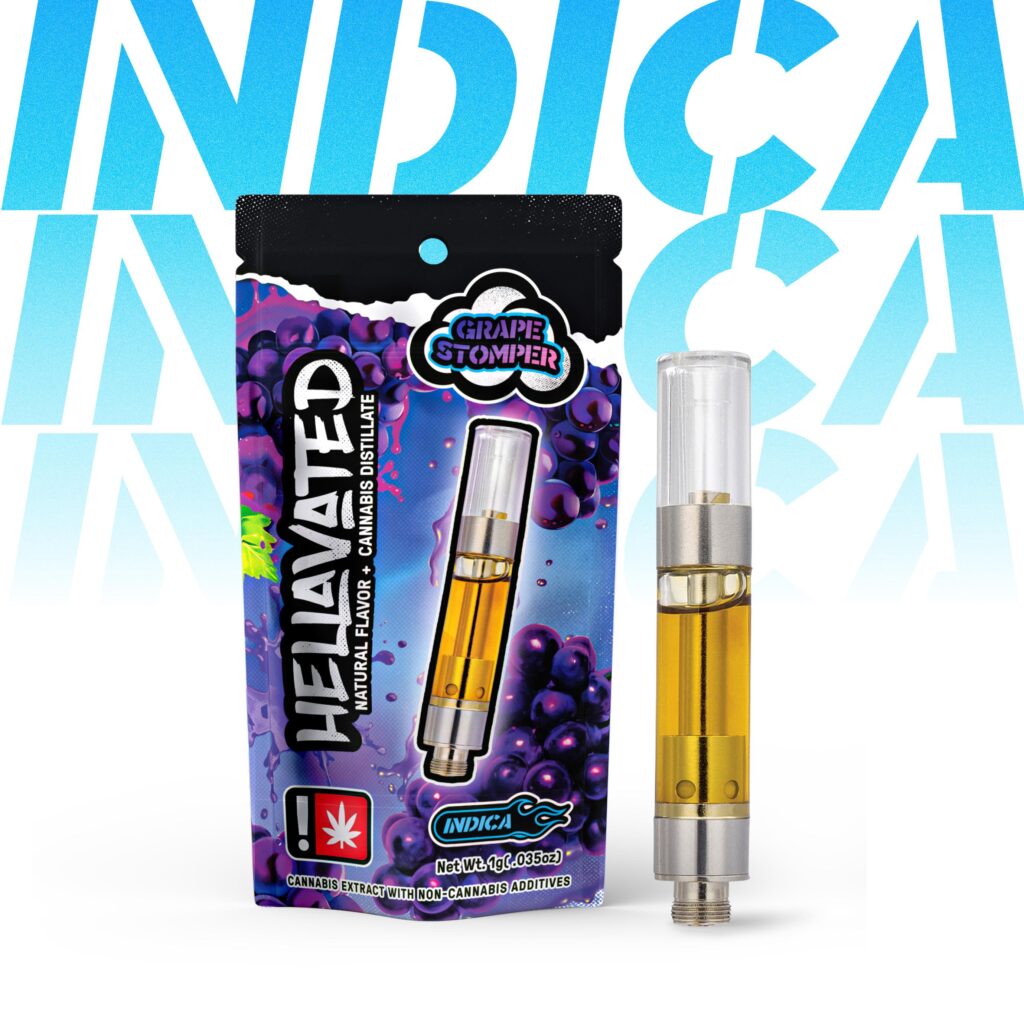 HELLAVATED | 1G | GRAPE STOMPER | Flavored Distillate Cartridge - INDICA