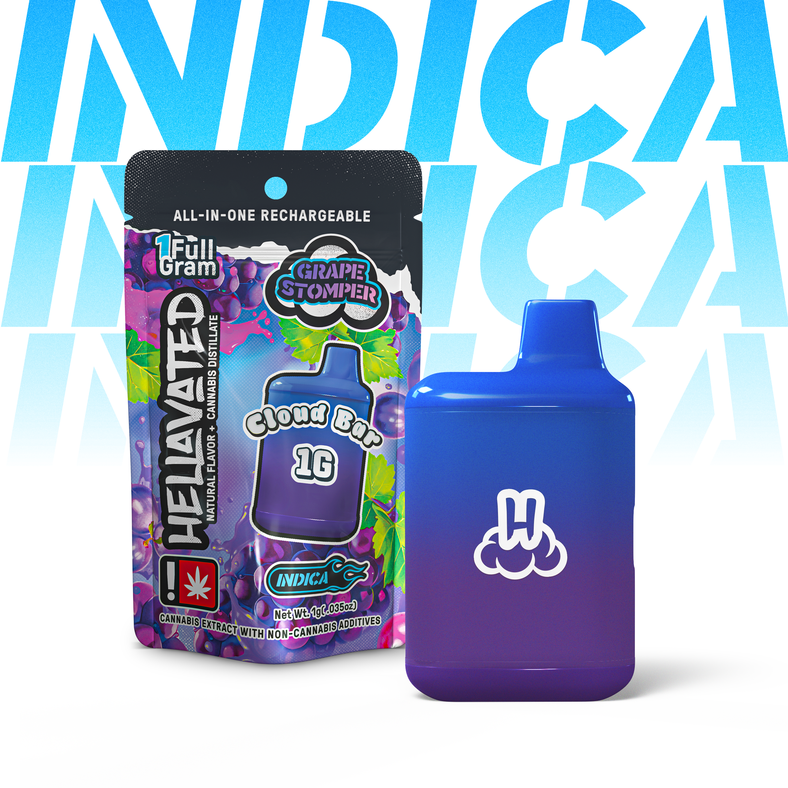 HELLAVATED 2G GRAPE STOMPER AIO CLOUD BAR - INDICA