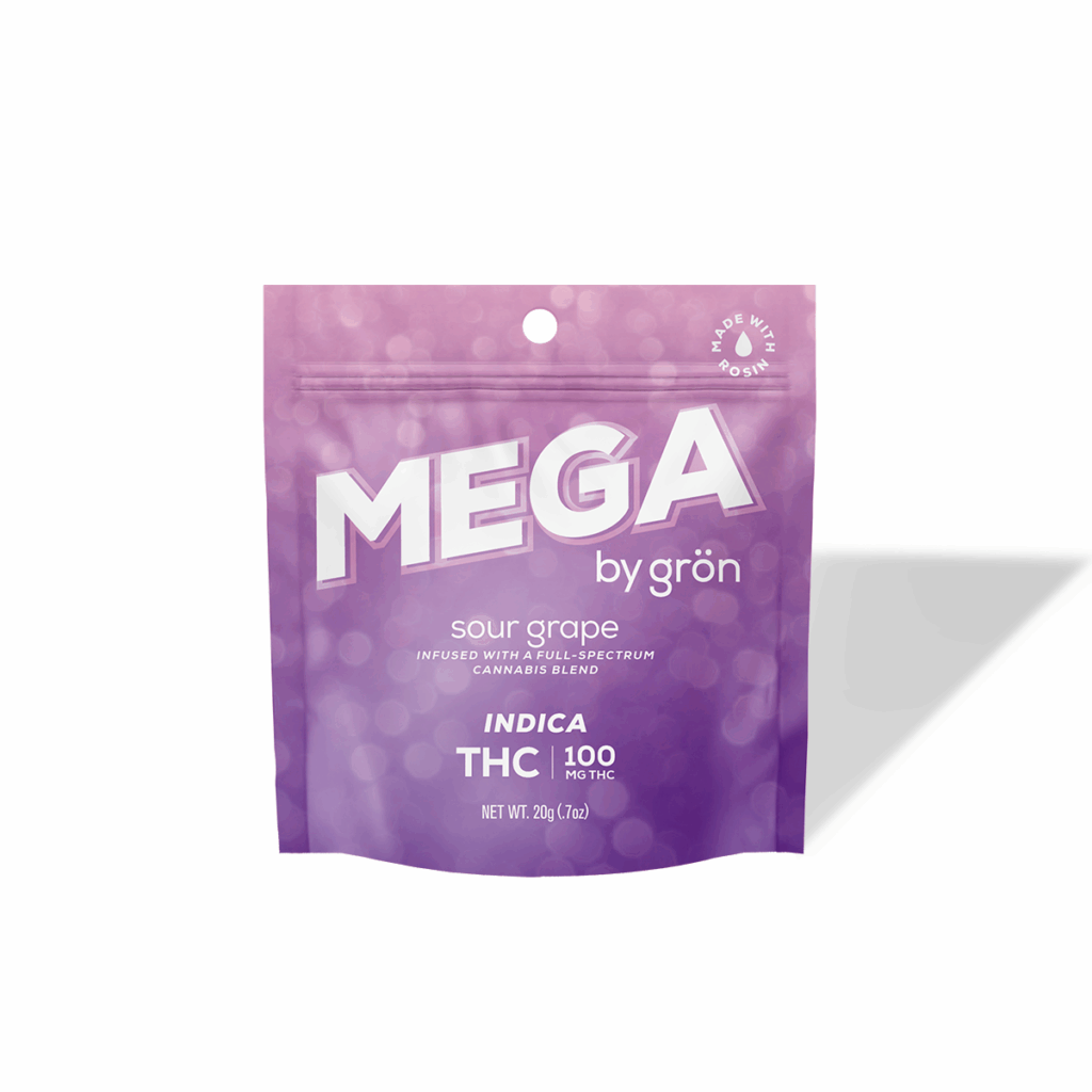 GRON 100MG SOUR GRAPE MEGA PEARL GUMMY - INDICA
