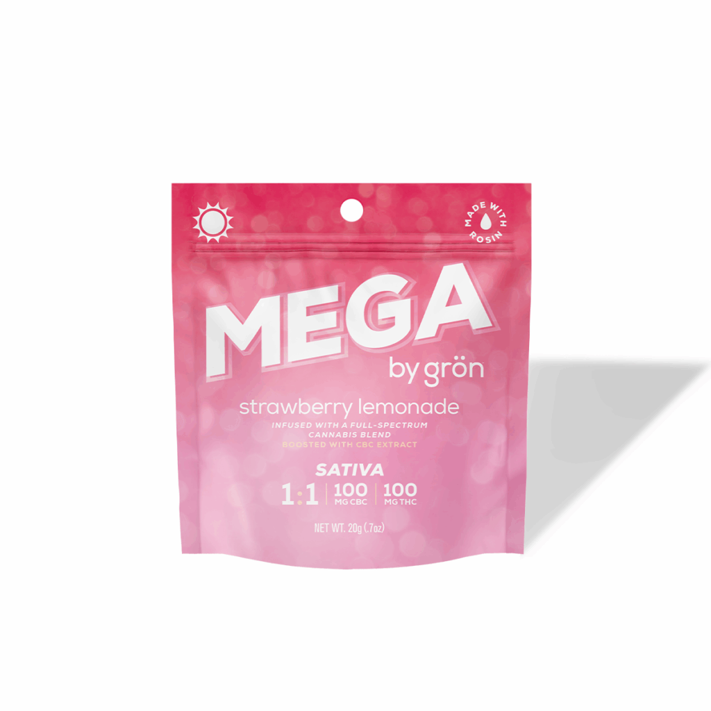 GRON 100MG 1:1 THC/CBC STRAWBERRY LEMONADE MEGA PEARL GUMMY - SATIVA
