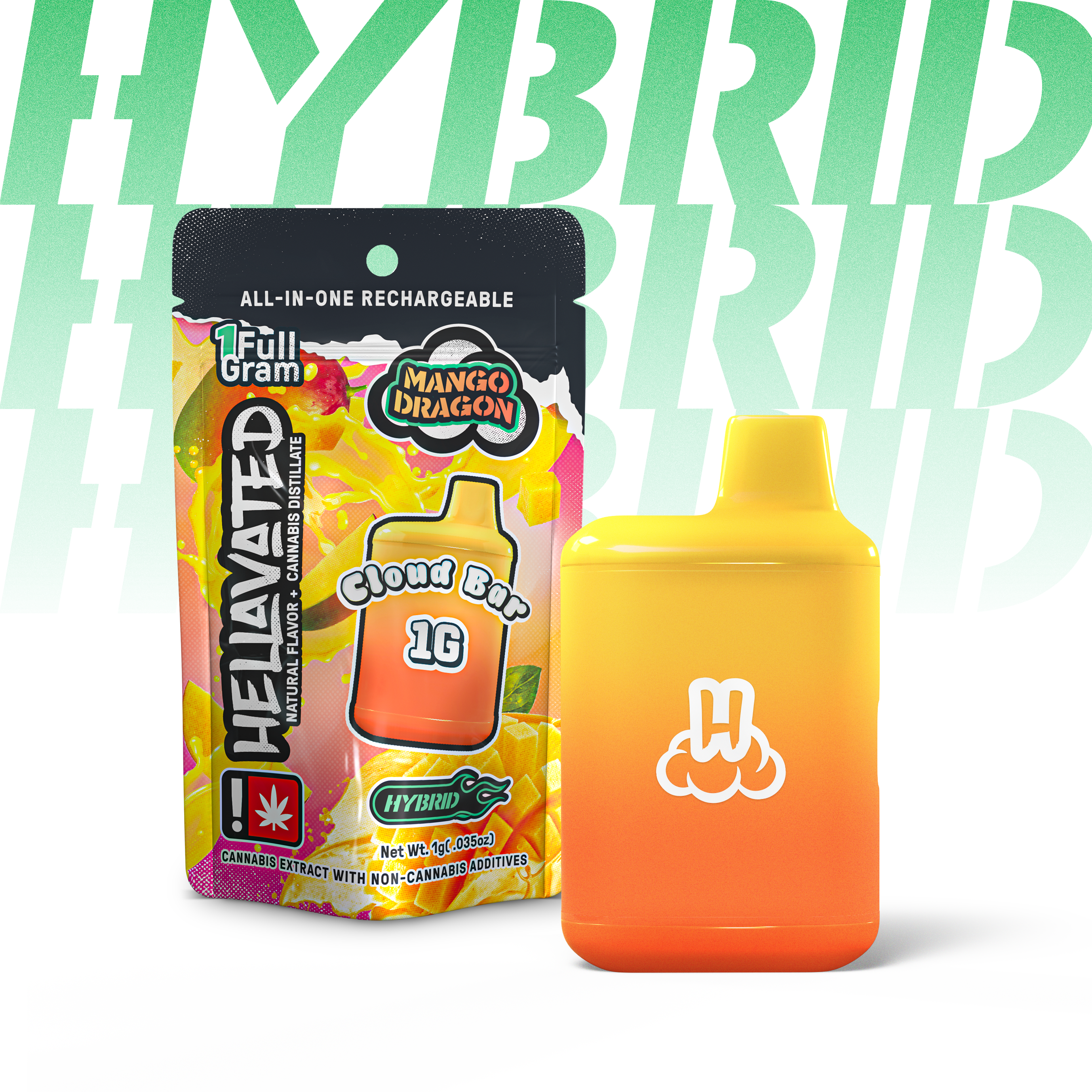 HELLAVATED 1G MANGO DRAGON CLOUD BAR - HYBRID