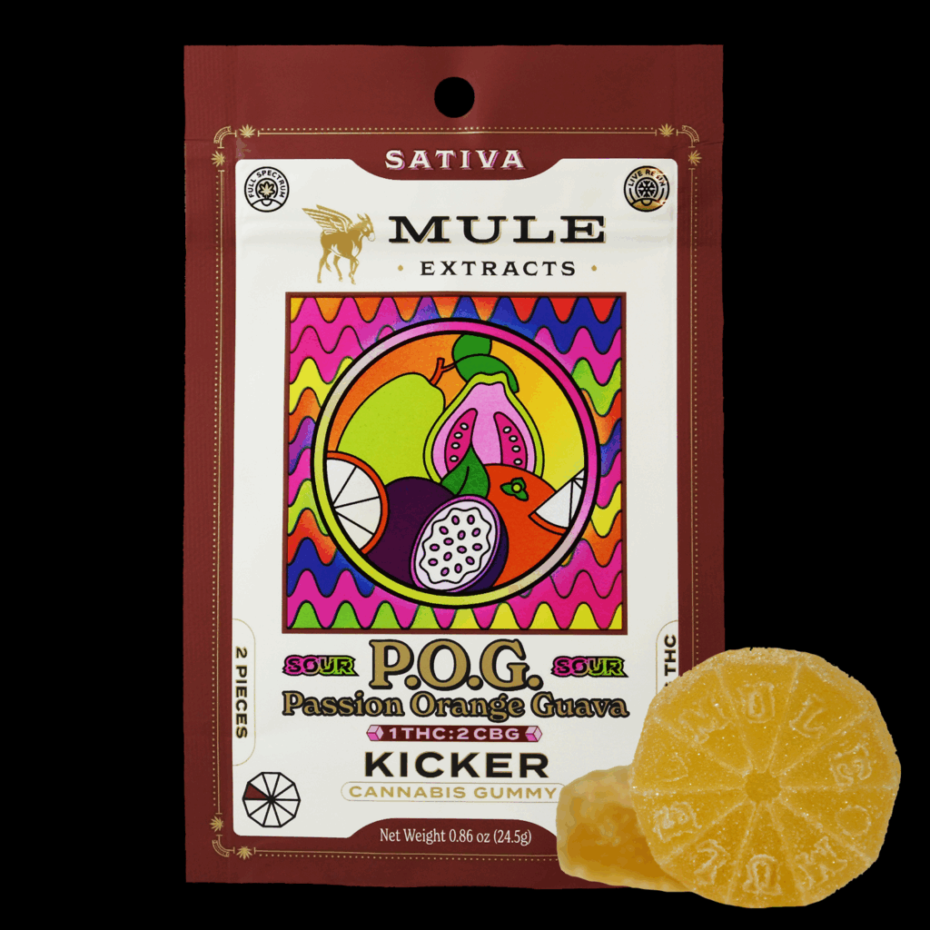 MULE 100MG 1:2 THC/CBG P.O.G. GUMMY - SATIVA