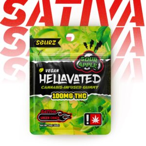 HELLAVATED 100MG SOUR APPLE SINGLE GUMMY - HYBRID