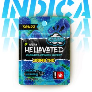 HELLAVATED 100MG SOUR BLUE RASPBERRY GUMMY - INDICA