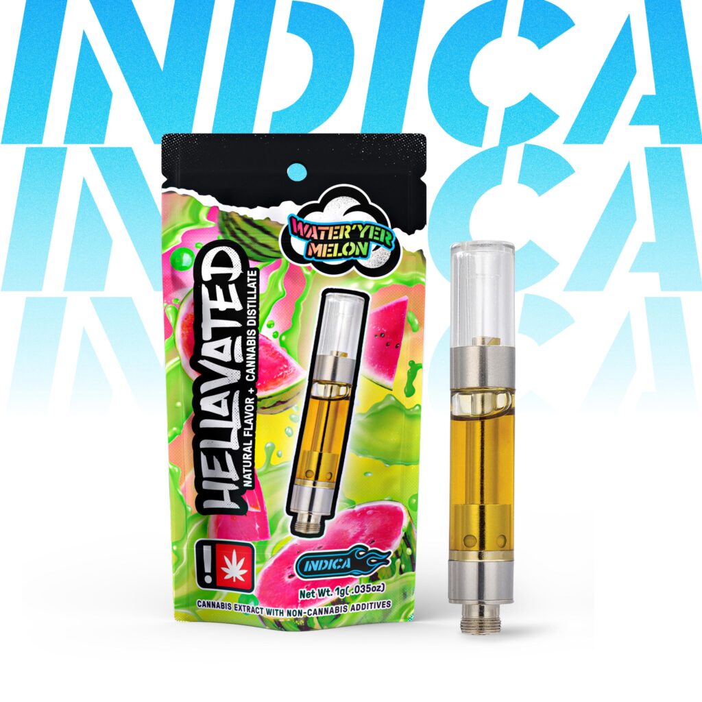 HELLAVATED 1G WATERMELON FLAVORED DISTILLATE CARTRIDGE - INDICA