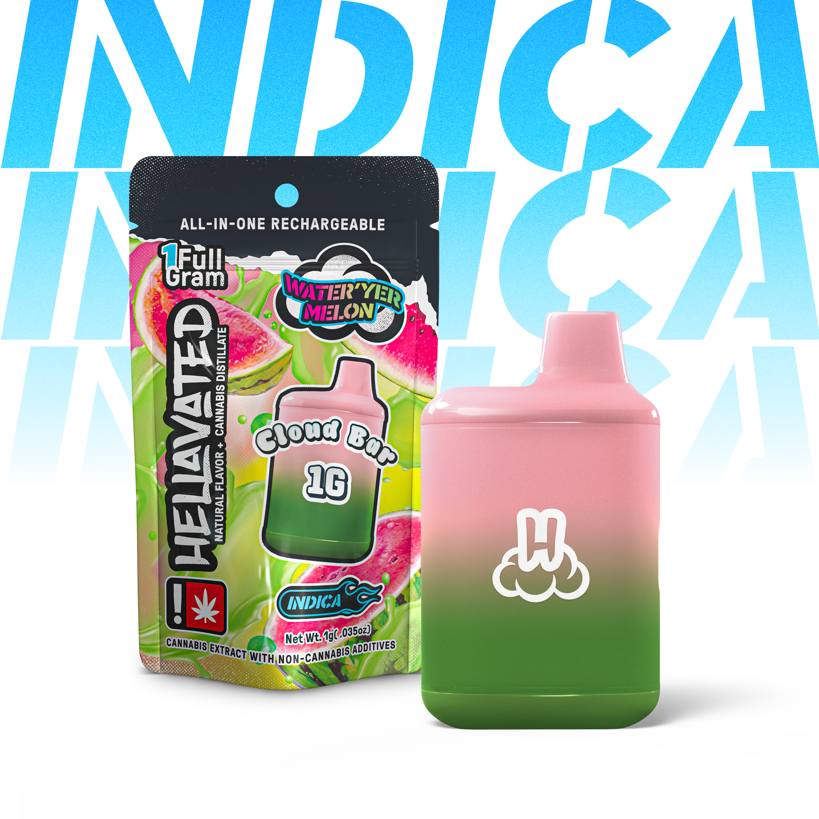 HELLAVATED 2G WATER'YER MELON CLOUD BAR - INDICA