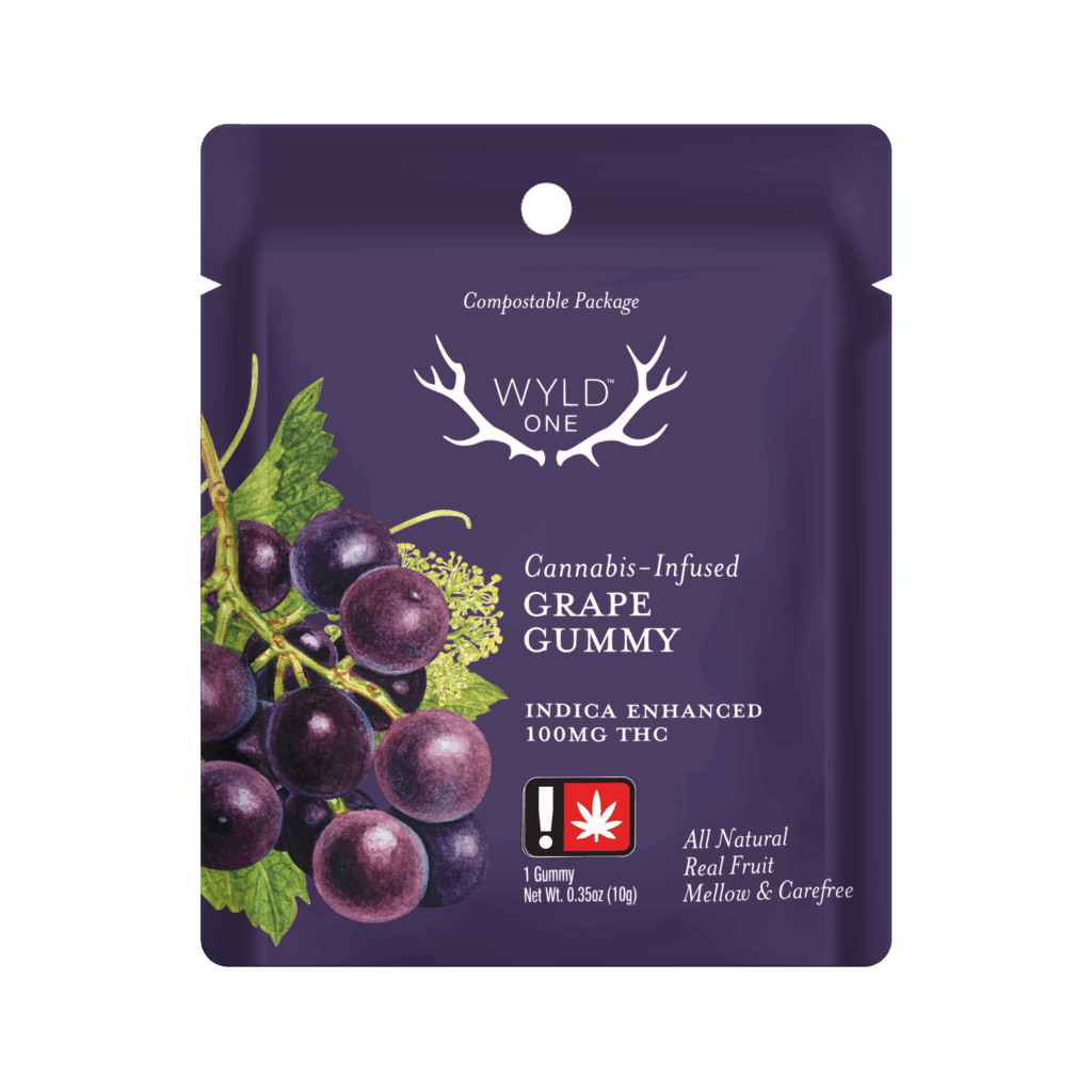 WYLD 100MG GRAPE SINGLE GUMMY - INDICA