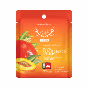 WYLD 100MG SOUR PEACH MANGO SINGLE GUMMY - HYBRID