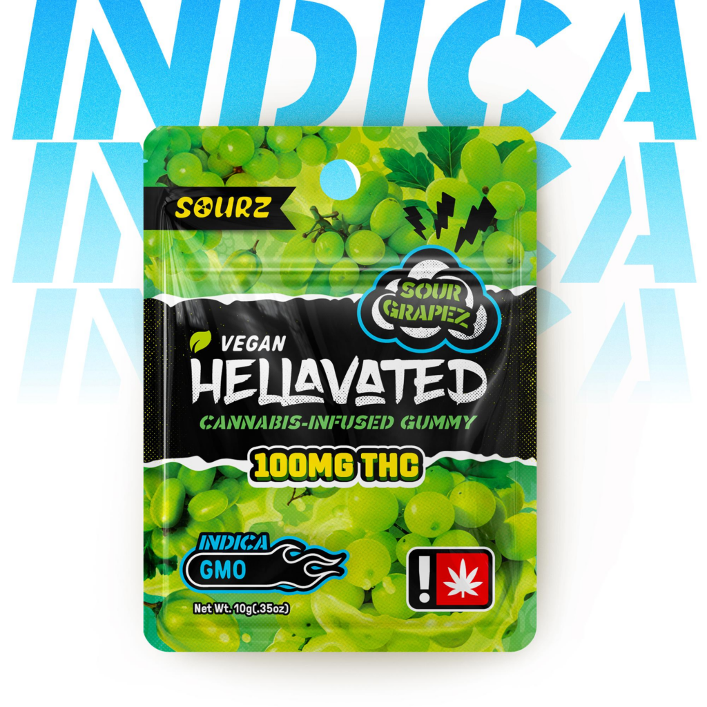 HELLAVATED 100MG SOUR GRAPE SINGLE GUMMY - INDICA