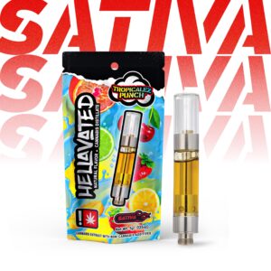 Yes | 1G | HELLAVATED TROPICALEZ PUNCH FLAVORED CARTTropicalez Punch | | Flavored Distillate Cartridge - SATIVA