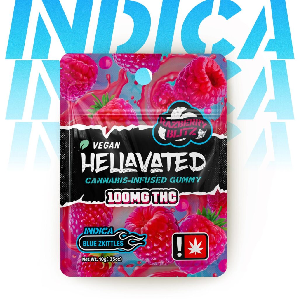 HELLAVATED 100MG RAZBERRY BLITZ SINGLE GUMMY - INDICA