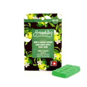 SMOKIEZ 100MG 1:1 THC/CBG SOUR GREEN APPLE SINGLE GUMMY - SATIVA