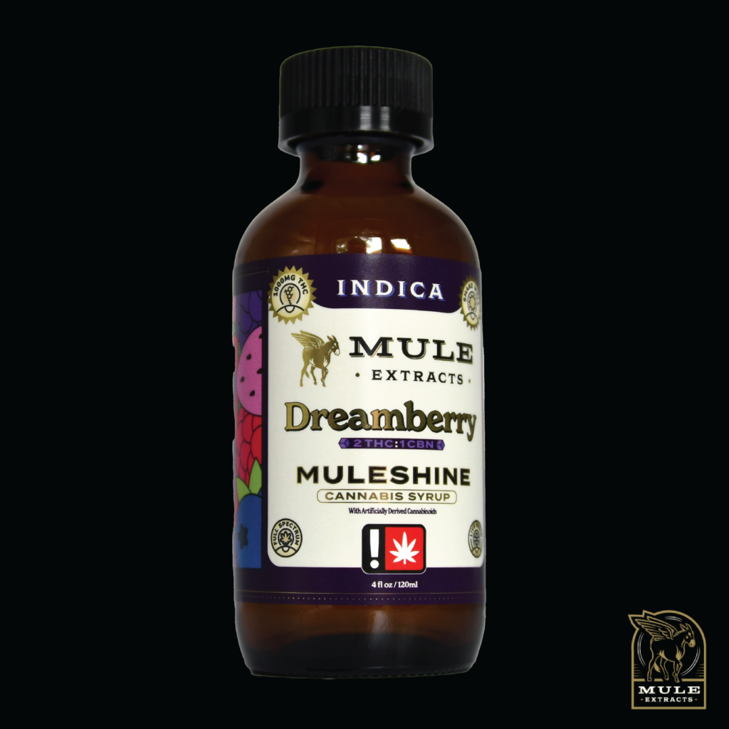 MULE 1000MG THC/CBN 2:1 DREAMBERRY MULESHINE CANNABIS SYRUP - INDICA