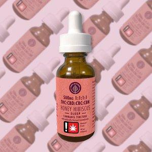 Hapy Kitchen | 1:1:1:1 THC:CBD:CBC:CBN HONEY HIBISCUS | 1OZ Tincture | 500mg | INDICA