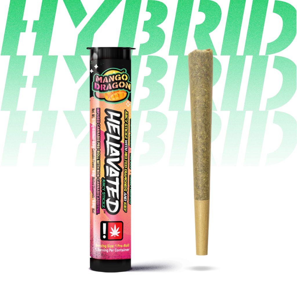 HELLAVATED .75G MANGO DRAGON JUICY STICKZ INFUSED PREROLL - HYBRID