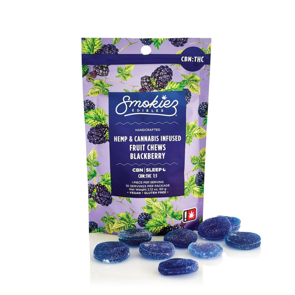 SMOKIEZ | 500mg | 1:1 CBN:CBD | Sweet Blackberry | 20pc | Gummy