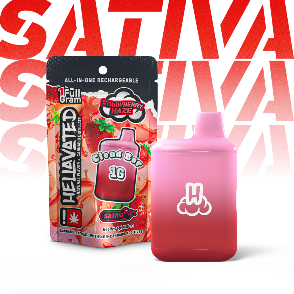 HELLAVATED Strawberry Haze | 1g | AiO Flavored Distillate Cartridge | Sativa