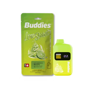 BUDDIES | 1G | LIME SORBET FLAVORED AIO CART | 88.13% | Lime Sorbet | | AiO Flavored Distillate Cartridge - HYBRID