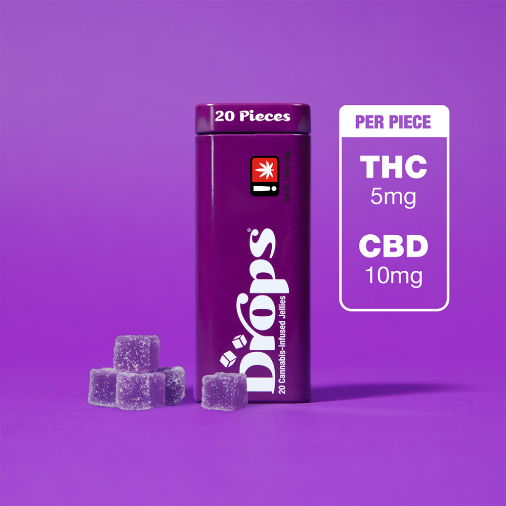 DROPS 100MG 2:1 CBD/THC BLACKBERRY 20PK GUMMIES - INDICA