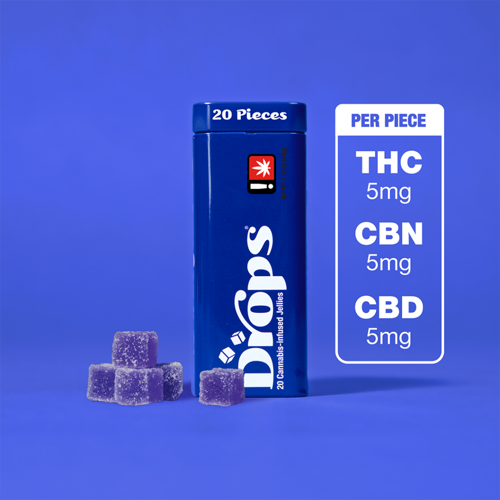 DROPS 100MG 1:1:1 THC/CBN/CBD BLACK CURANT 20PK GUMMIES - INDICA
