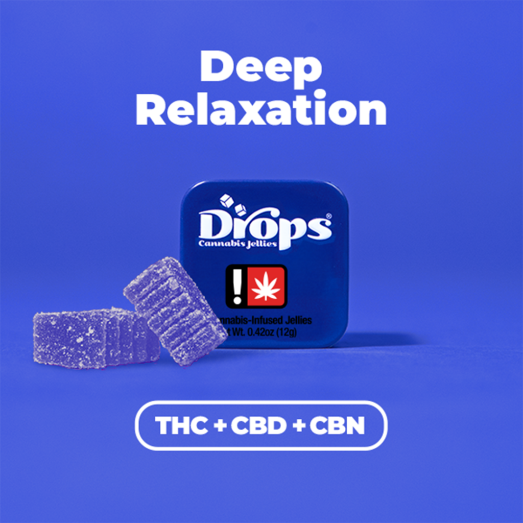 DROPS 1:1:1 THC/CBN/CBD BLACK CURRANT 2PC GUMMY - INDICA