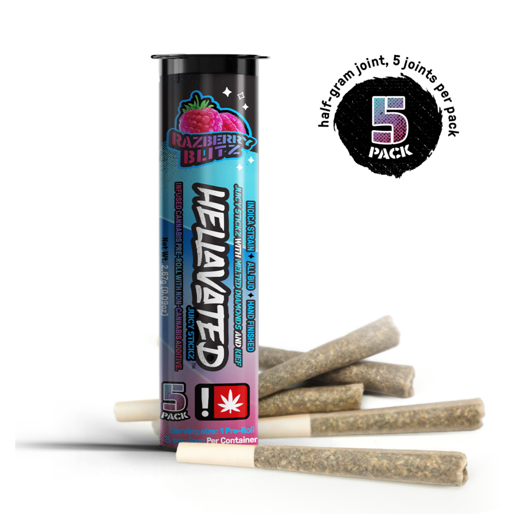 HELLAVATED 5PK RAZBERRY BLITZ JUICY STICKZ – INDICA
