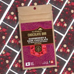 Chocolate Bar | Raspberries & Dark Chocolate w/ White Chocolate Crunch | 100mg