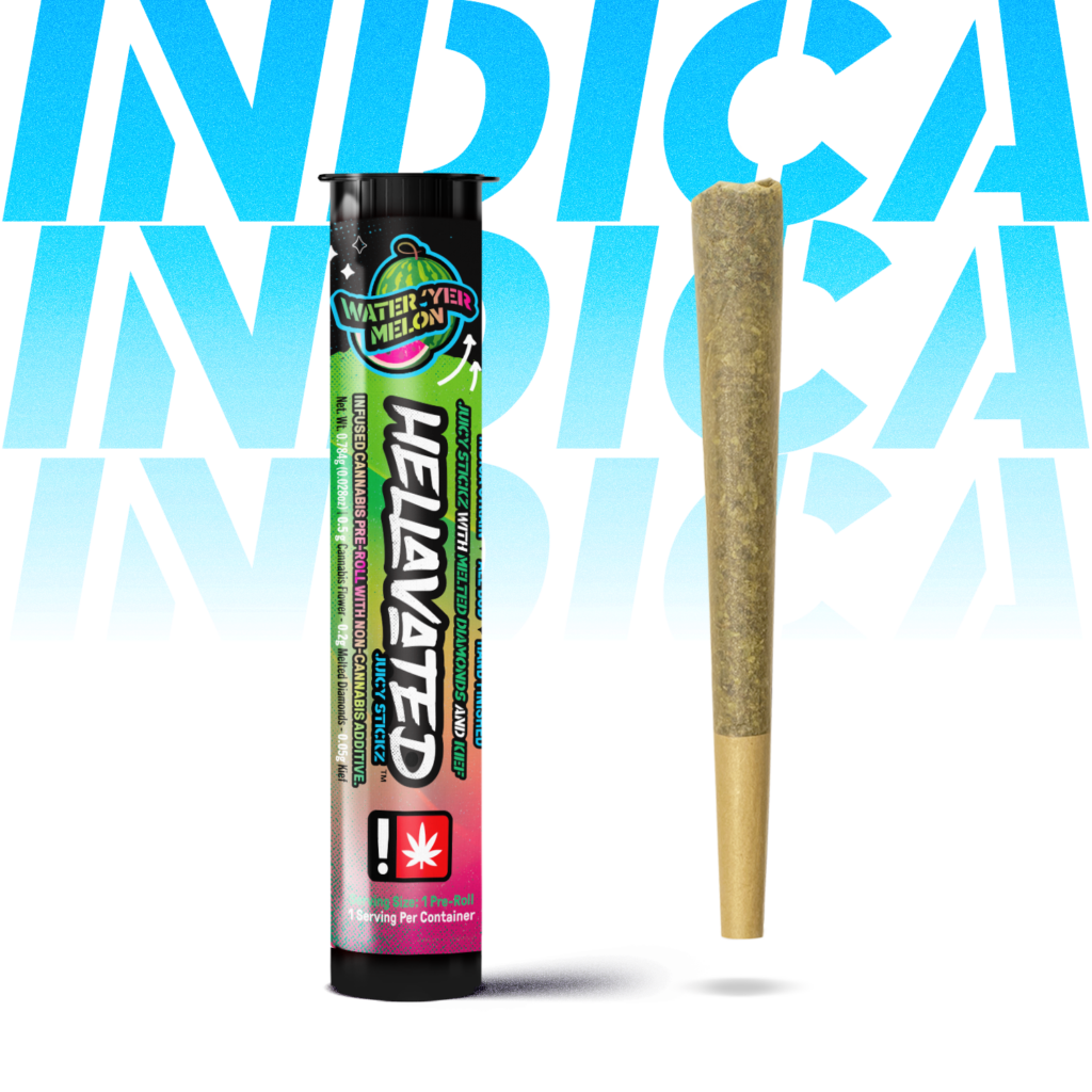HELLAVATED .75G WATER'YER MELON JUICY STICKZ INFUSED PREROLL - INDICA