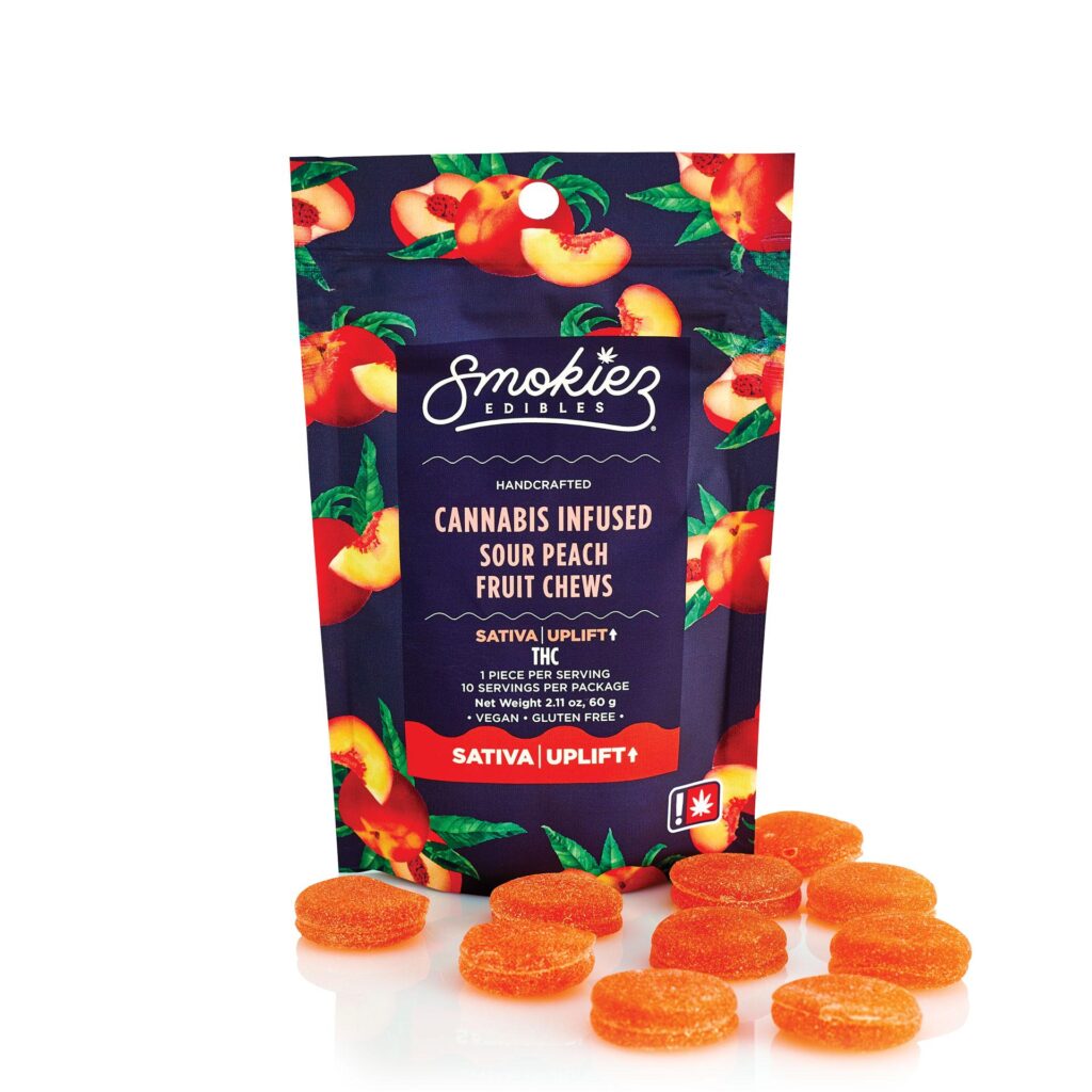 SMOKIEZ | 100MG | SOUR PEACH | THC | 10 - Piece Gummy - SATIVA