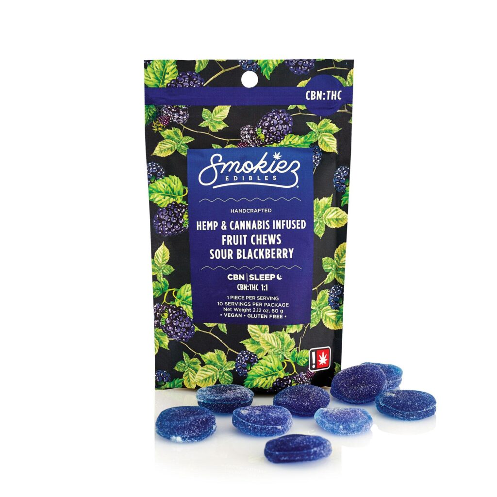 SMOKIEZ 100MG CBN:THC 1:1 SOUR BLACKBERRY GUMMIEZ