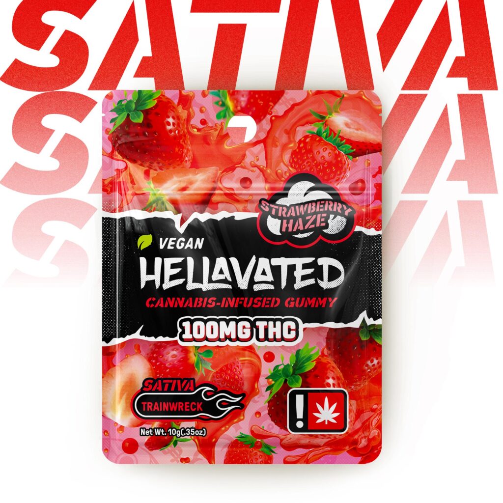 HELLAVATED 100MG STRAWBERRY HAZE SINGLE GUMMY - SATIVA