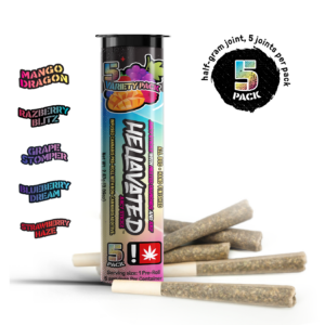 HELLAVATED | .5G | VARIETY FLAVORS | INFUSED PREROLLS | 5 PACK | 2.5G TOTAL
