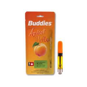 BUDDIES | 1G | APRICOT HELIX FLAVORED CART | 89.88% | Apricot Helix | | Flavored Distillate Cartridge - HYBRID