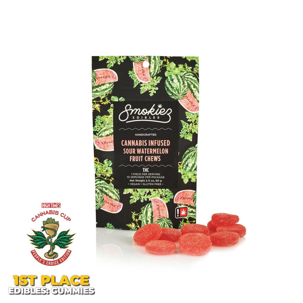 SMOKIEZ 100MG SOUR WATERMELON 10PK GUMMIES - HYBRID
