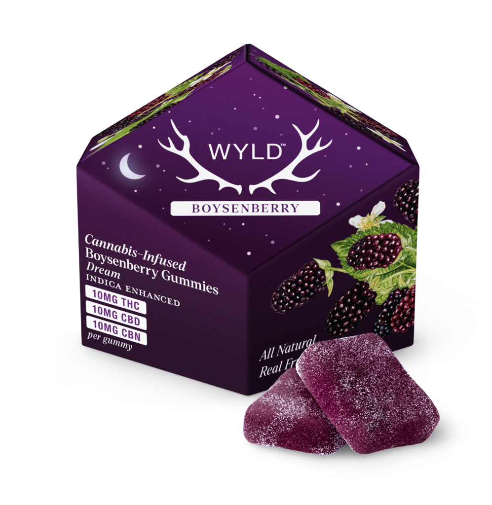 WYLD 100MG 1:1:1 THC/CBN/CBD BOYSENBERRY 10PK GUMMIES - INDICA
