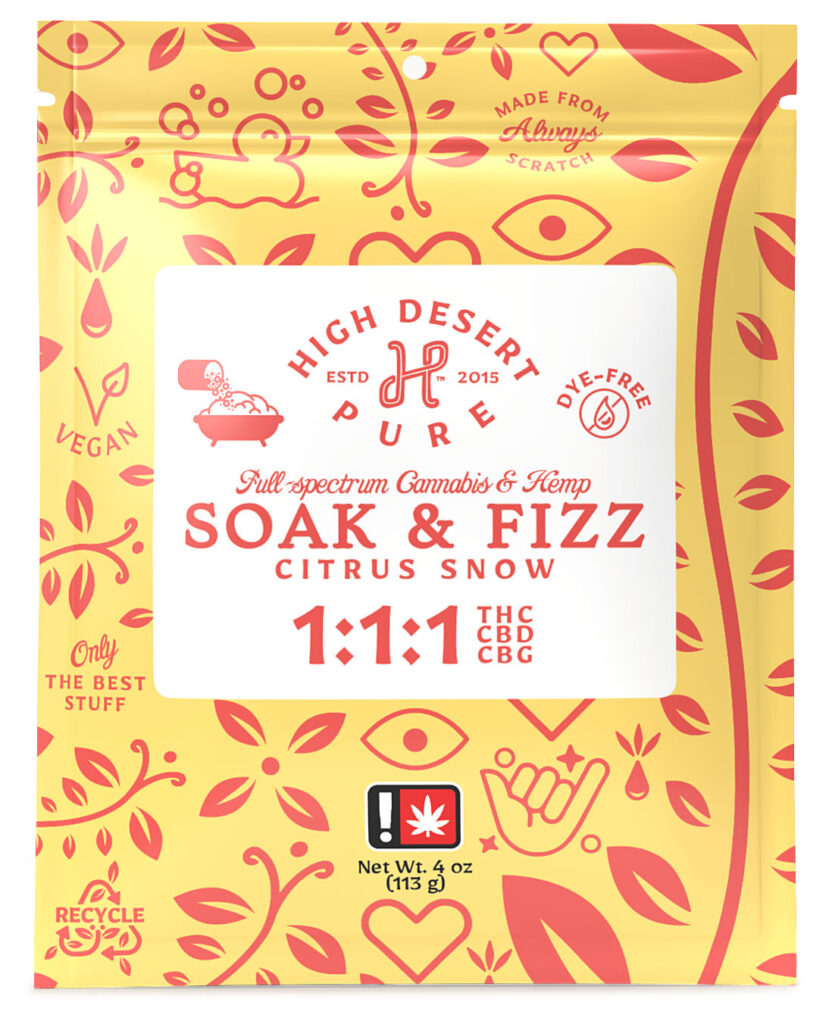 HIGH DESERT PURE 4OZ CITRUS SNOW SOAK & FIZZ 1:1:1 THC:CBD:CBG