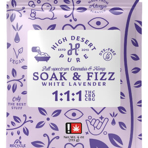 HIGH DESERT PURE 4OZ WHITE LAVENDER SOAK & FIZZ 1:1:1 THC:CBD:CBG