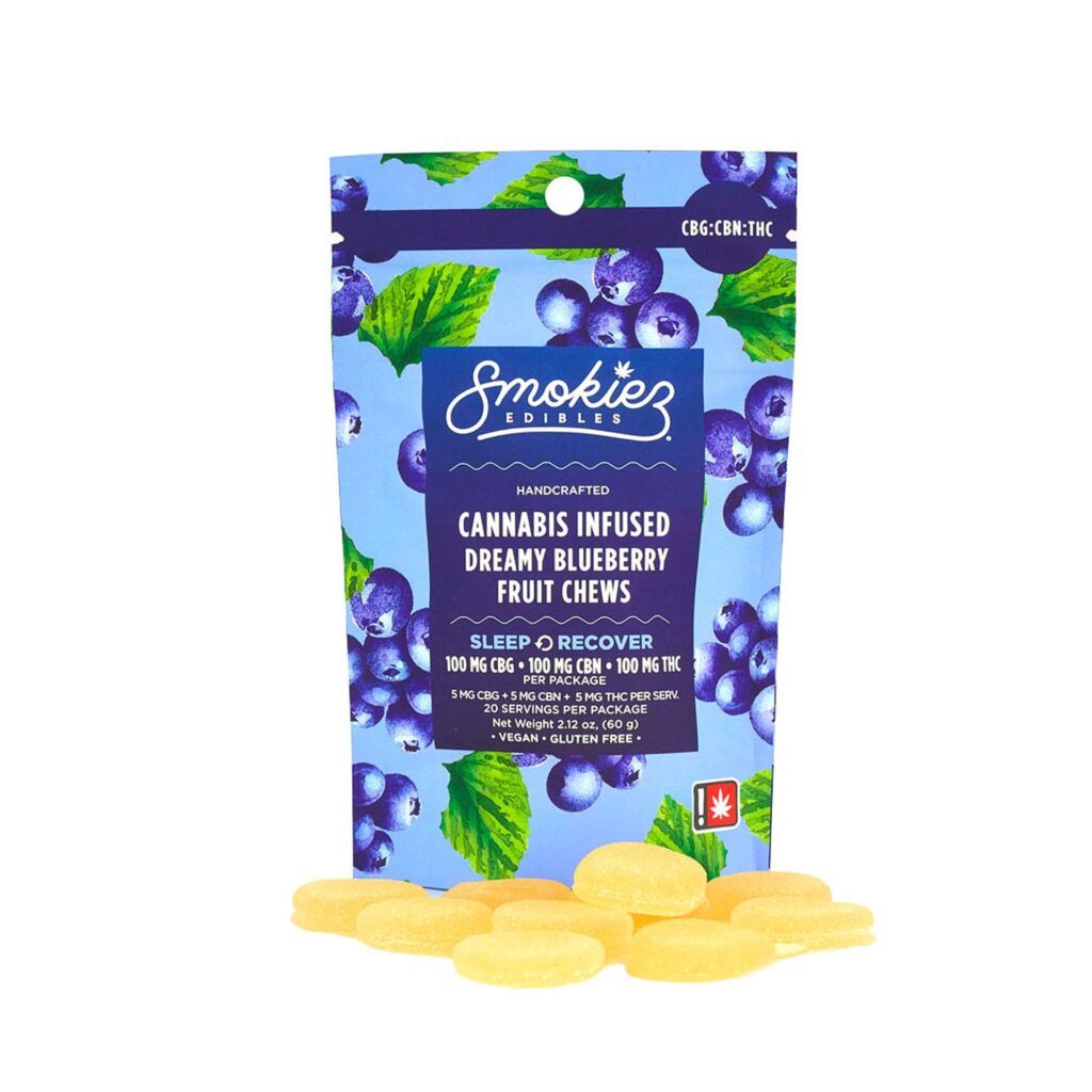 SMOKIEZ 1:1:1 CBG:CBN:THC 10PC DREAMY SWEET BLUEBERRY FRUIT CHEWS