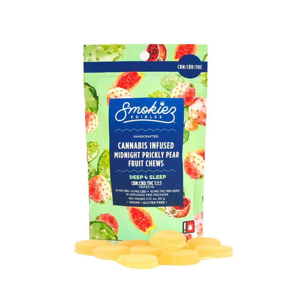 SMOKIEZ 1:1:1 CBN:CBD:THC 10PC MIDNIGHT SWEET PEAR FRUIT CHEWS
