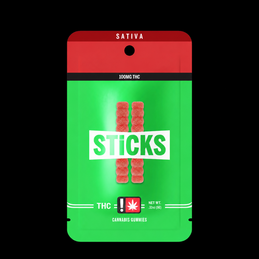 STICKS 100MG OREGON STRAWBERRIES 2 PIECE GUMMY - SATIVA