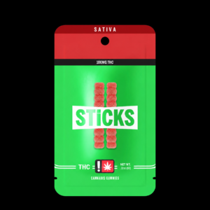 STICKS 100MG SOUR MELON BOMB 2 PIECE GUMMY - SATIVA