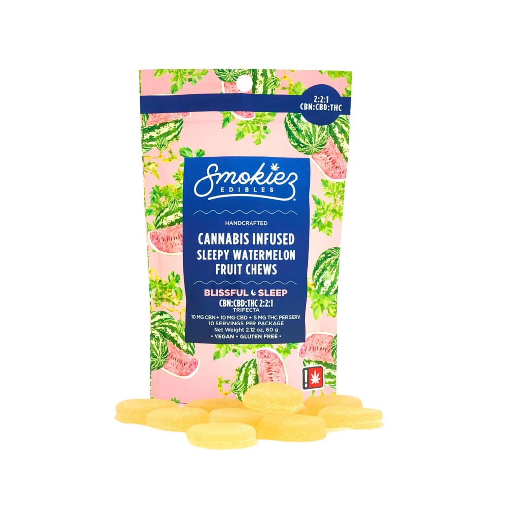 SMOKIEZ 2:2:1 CBN:CBD:THC 10PC SLEEPY SWEET WATERMELON FRUIT CHEW